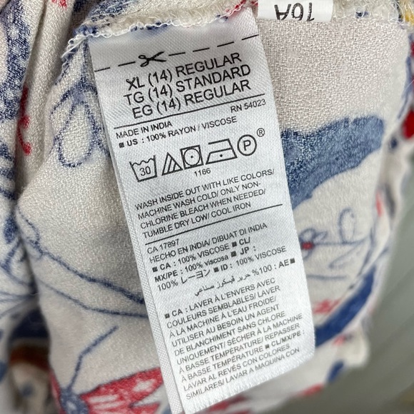 Old Navy Girls Cinch Waist Cream Multicolor Floral Print Skater Dress Size XL 14 - Picture 8 of 10